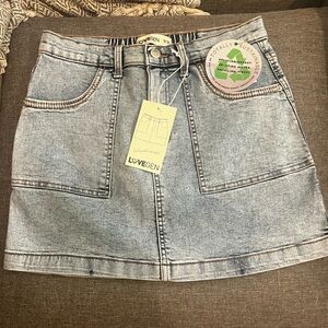 NWT Love Gen Denim Mini Skirt